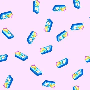 Access control biometric isometric icon seamless pattern 库存插图