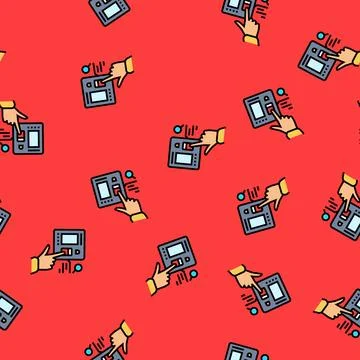Access control biometric vector seamless pattern Illustrazione stock