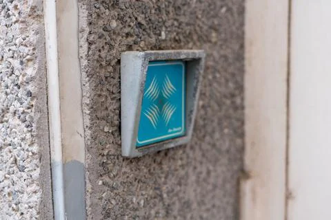 Access Control Card Reader Installed on Building Wall Stock Photos