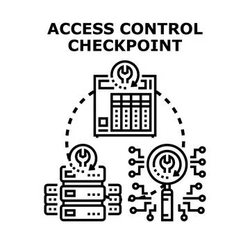 Access control checkpoint system regulating network security Stock Illustration