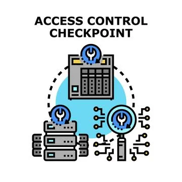 Access control checkpoint system regulating network security Stock Illustration