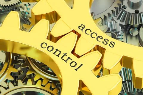 Access control concept on the gearwheels, 3D rendering 스톡 일러스트