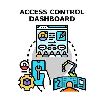 Access control dashboard managing remote system operations Stock Illustration