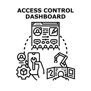 Access control dashboard managing remote system operations Stock Illustration