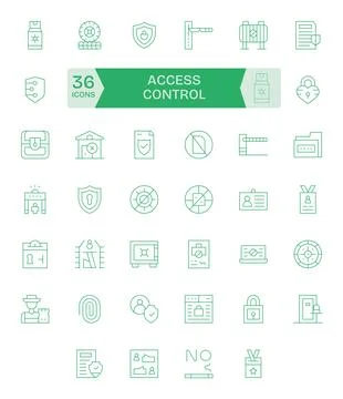 Access Control Display Perfect Vector Set with 40 64x64 Thin Line Icons Stock Illustration