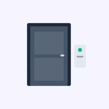 Access control door flat design vector illustration with electronic door lock Stock Illustration
