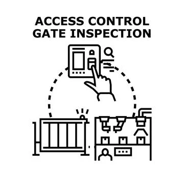 Access control gate inspection system scanning packages Stock Illustration