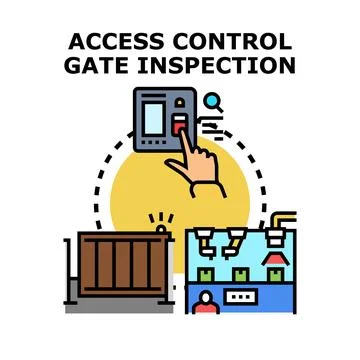 Access control gate inspection system scanning packages Stock Illustration