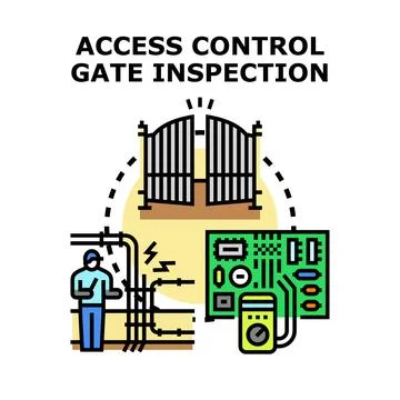 Access control gate service and electronic system inspection Stock Illustration