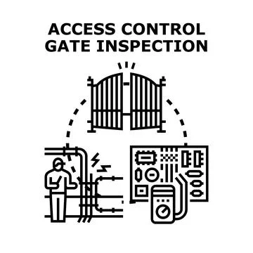 Access control gate service and electronic system inspection Stock Illustration