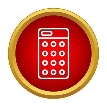 Access control keypad outline icon on red background Stock Illustration