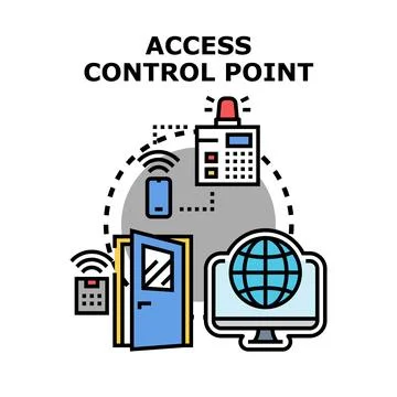 Access control point protecting digital entry network data Stock Illustration