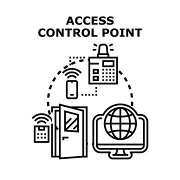 Access control point protecting digital entry network data Stock Illustration