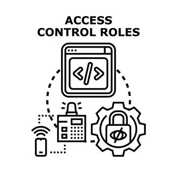 Access control roles managing digital security system Stock Illustration