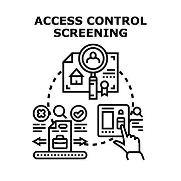 Access control screening system for authorization and security 스톡 일러스트