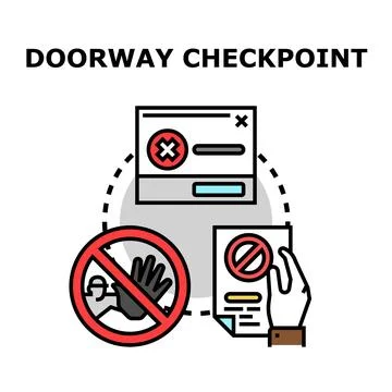 Access control security checkpoint system blocking entry 스톡 일러스트