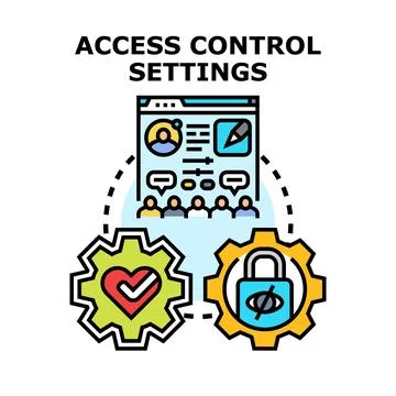 Access control settings managing user permissions and security Illustrazione stock