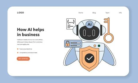 Access control system based on artificial intelligence web banner or landing Illustrazione stock