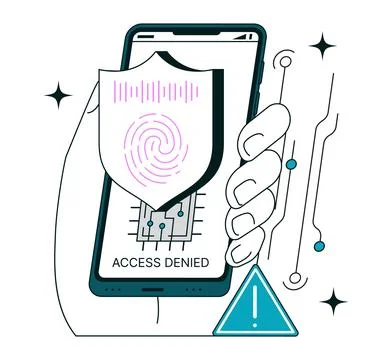 Access control system based on artificial intelligence. Biometric Stock Illustration