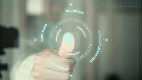 Access control system Futuristic personal identification Biometric authenticatio Stock Footage 153478086