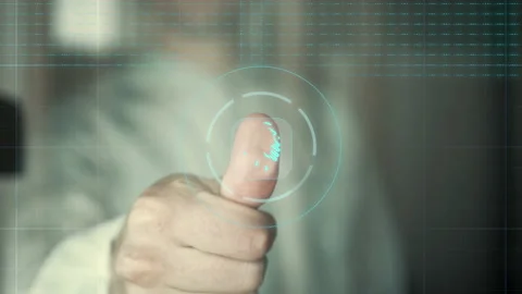 Access control system Futuristic personal identification Biometric authenticatio Stock Footage 153479141