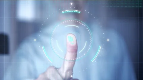 Access control system Futuristic personal identification Biometric authenticatio Stock Footage 153479725