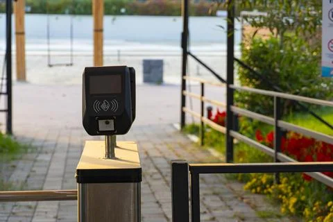 Access Control Turnstile Gate with RFID Scanner Stock Photos