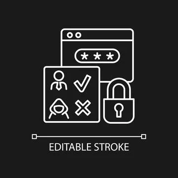 Access control white linear icon for dark theme 스톡 일러스트