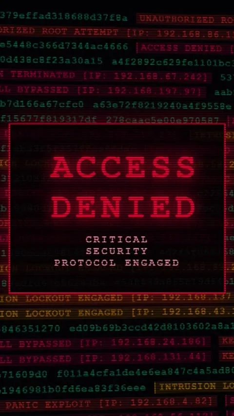 Access Denied: Critical Security Protocol Engaged on IP Address Stream Video stock 342555279