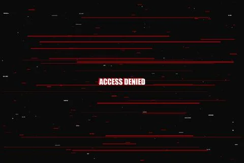 Access Denied Cyber Glitch Security Warning Red Screen Illustrazione stock