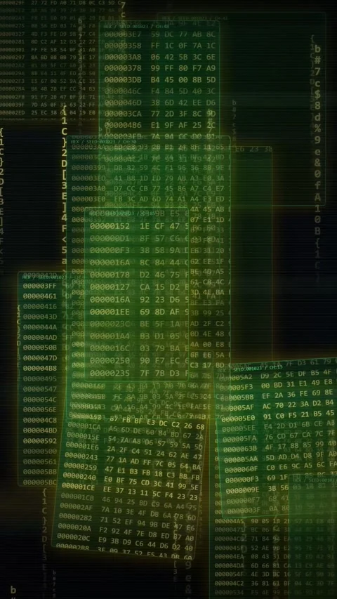 Access Denied Cybersecurity Alert with Scrolling Hexadecimal Code Video stock 335344626