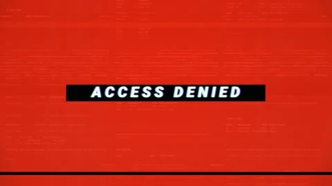 Access denied cybersecurity warning message glitching on a red hacker terminal 動画素材 344553008