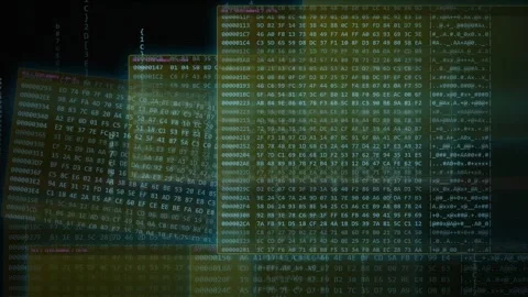 Access Denied Cybersecurity Warning with Scrolling Digital Code Video stock 335360780