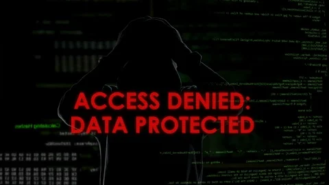 Access denied data protected, unsuccessful hacking attempt on server, failure Stock Footage 84514552
