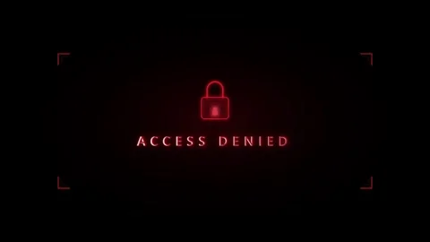 Access denied digital security warning with glowing red padlock and hud int.. Stock Footage 337563807