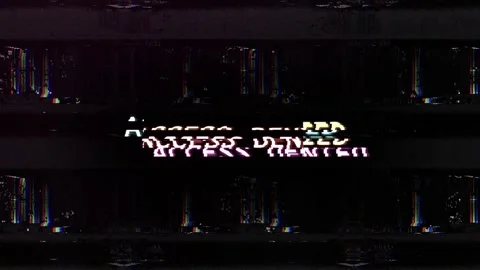 Access Denied Glitch Warning Screen with Digital Distortion Effect Stock Footage 339629228