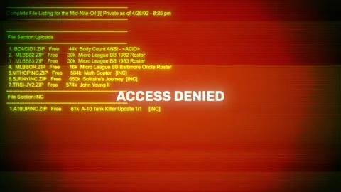 Access Denied on hacking &amp; error message digital screen message on computer Stock Footage 322664894