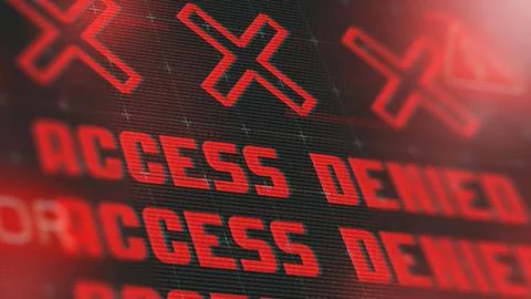 Access denied message displayed on a digital screen in a trading environment Stock-Illustration