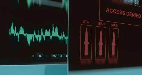 Access Denied message displayed over sound analysis program Stock Footage 321756969
