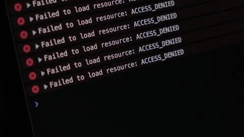 Access denied messages repeating in browser console while debugging resourc.. Stock Footage 304804597
