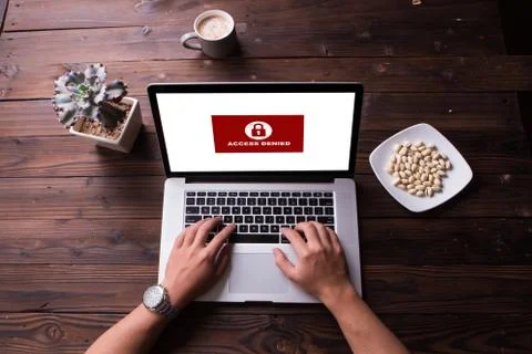 Access denied protection security system concept on screen laptop Stock Photos