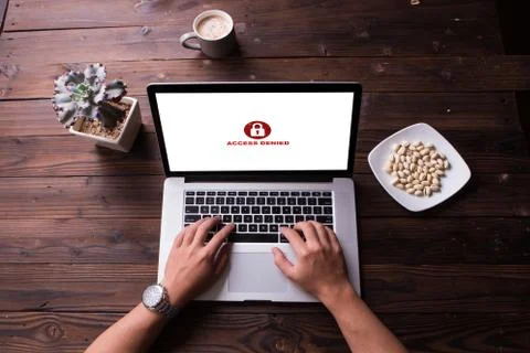 Access denied protection security system concept on screen laptop Stock Photos