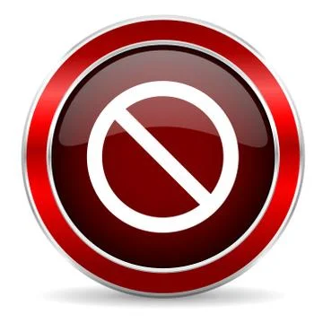 Access denied red circle glossy web icon, round button with metallic border Illustrazione stock