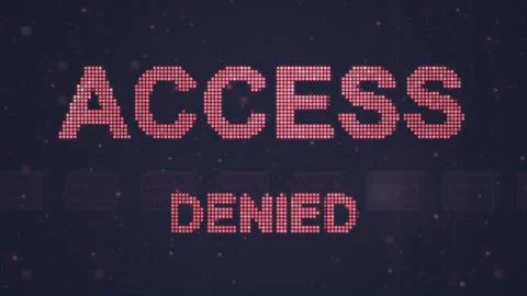 ACCESS DENIED red LED dot matrix security alert background Illustrazione stock