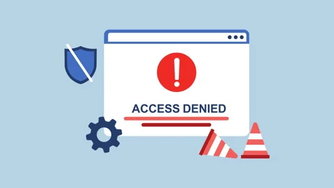 Access denied shield, gear and cones 2d Animation with Alpha Matte Stock Footage 334827791
