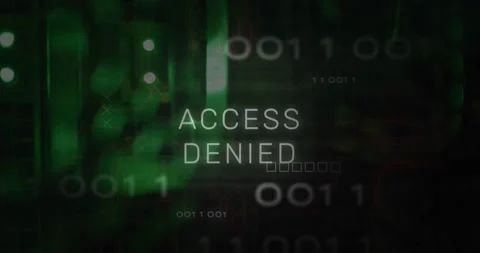 Access denied text and microprocessor connections against close up of a computer Video stock 196888146