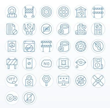 Access Denied Ultimate Vector Package with 32 128x128 Thin Line Display Per.. Stock Illustration