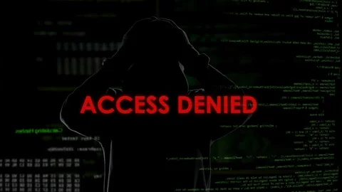 Access denied, unsuccessful hacking attempt on server, criminal gets furious Stock Footage 84532375