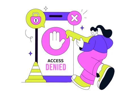 Access Denied Vector Illustration Featuring Cybersecurity Protection, Authe.. Stock Illustration