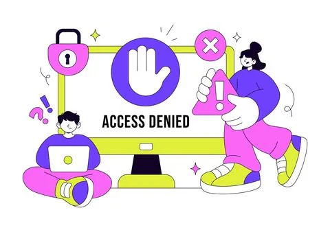 Access Denied Vector Illustration Featuring Cybersecurity Protection, Authe.. 스톡 일러스트
